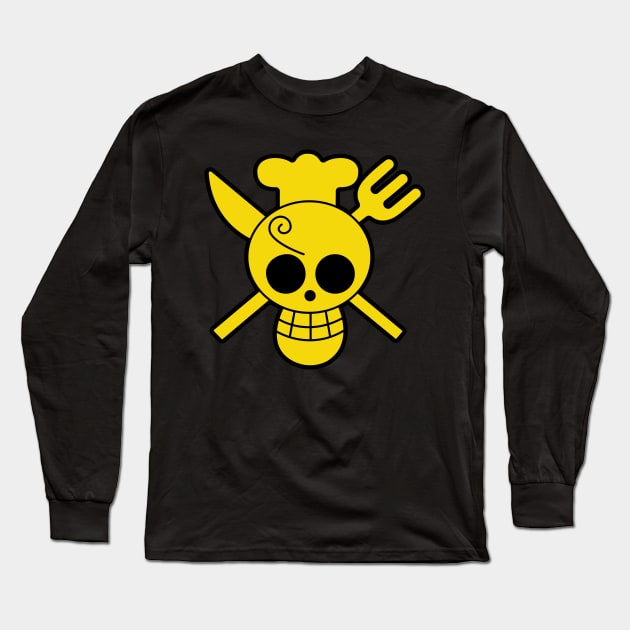 Sanji Jolly Roger 1 Long Sleeve T-Shirt by onepiecechibiproject